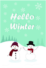 Winter Greeting with snowman Happy Holidays Background. Seasonal concept banner