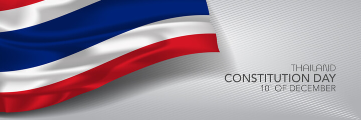 Thailand constitution day vector banner, greeting card.