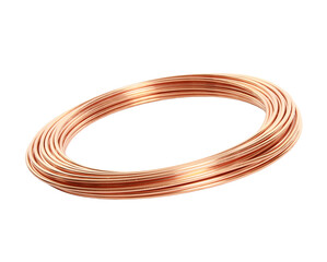 Rounds of industrial copper wires isolated on a white background