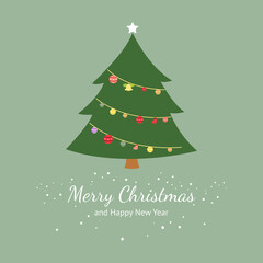 Merry christmas and Happy new year. Merry christmas card. Christmas tree icon. Illustration vector.
