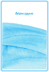 watercolor hand drawn background; blue gradation