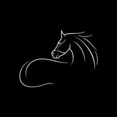 vintage thin line stallion horse clip art vector icon