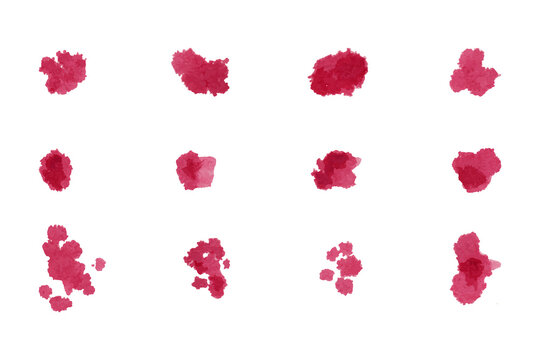Red Color watercolor brush vector set