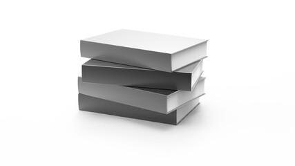 3d illustration gray books on white background.