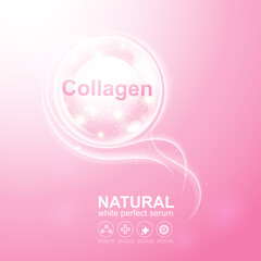 Collagen Solution Serum and Vitamin Vector Background.