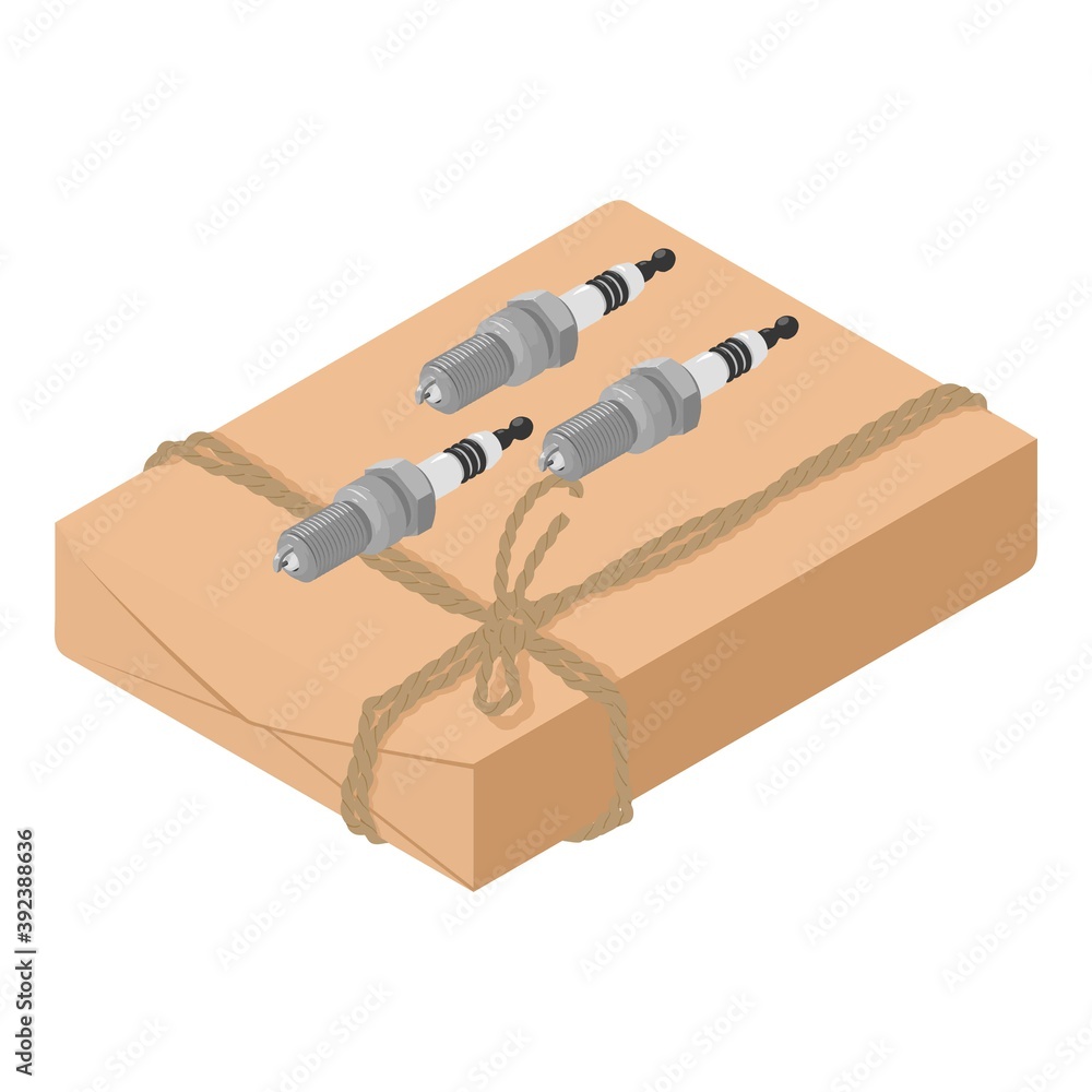 Poster spark plug icon. isometric illustration of spark plug vector icon for web