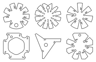 Bevel gauge. Angle gauge. Hand tools. Thin line vector