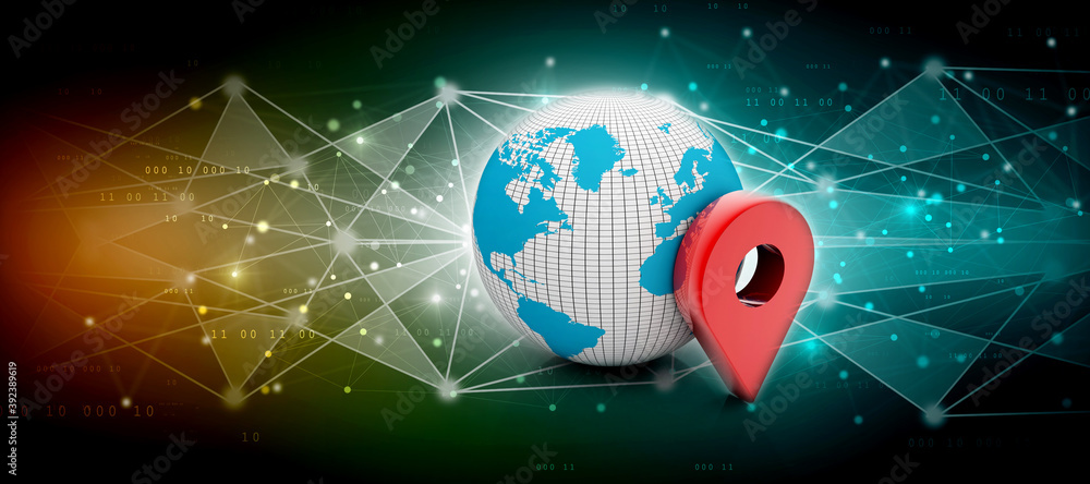 Poster 3d rendering red map pointer