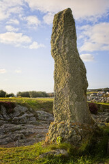 Standing Stone within Harry's Walls, St Mary's, Isles of Scilly, Cornwall, England, UK.