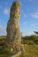 Standing Stone within Harry's Walls, St Mary's, Isles of Scilly, Cornwall, England, UK.