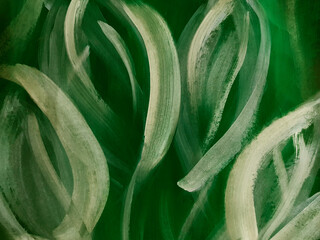 Abstract green leaves painting. Modern art background. - 392390298