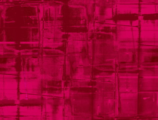 Red, monochrome background with square, dark accents.