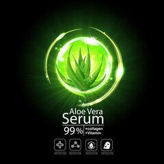 Aloe Vera Serum and Collagen Vitamin Background Vector for Skin Care Cosmetic Products.