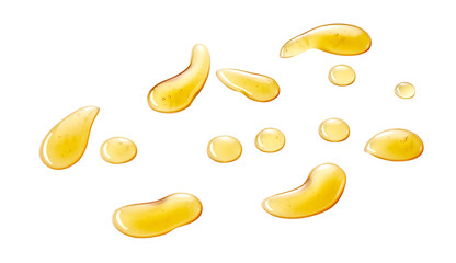 Different shaped blobs and splashes of honey