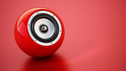 Generic smart speaker standing on red background. 3D illustration