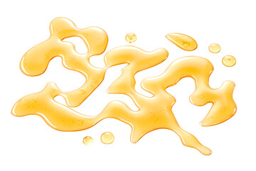 Abstract pattern of drizzled honey on white