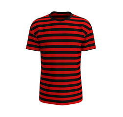 men's striped short sleeve t-shirt mockup in front view, design presentation for print, 3d illustration, 3d rendering
