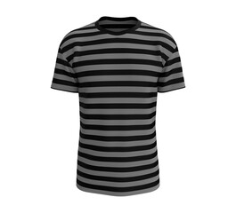 men's striped short sleeve t-shirt mockup in front view, design presentation for print, 3d illustration, 3d rendering