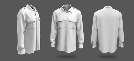 Men's longsleeves military shirt mockup. 3d rendering, 3d illustration