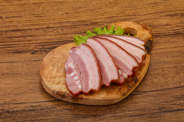 Tasty smoked pork brisket slice