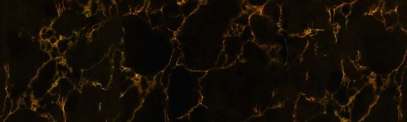 Panorama golden and black marble stone texture for background.