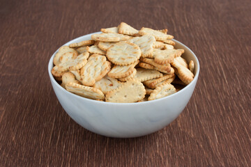 delicious dry cookies, biscuits, crackers with salt and dry herbs