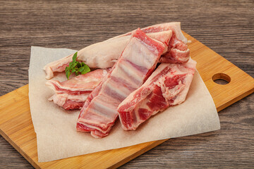 Raw lamb ribs for cooking