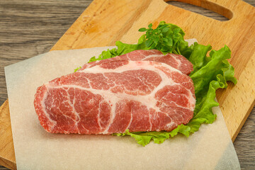 Raw pork meat neck steack