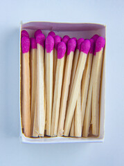 A Box of unlit matches on a white background