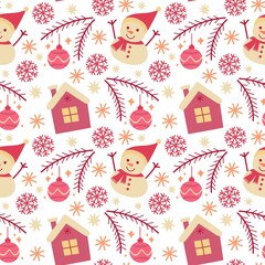 New Year, Christmas vector seamless pattern for design of wrapping paper, fabric, banner.