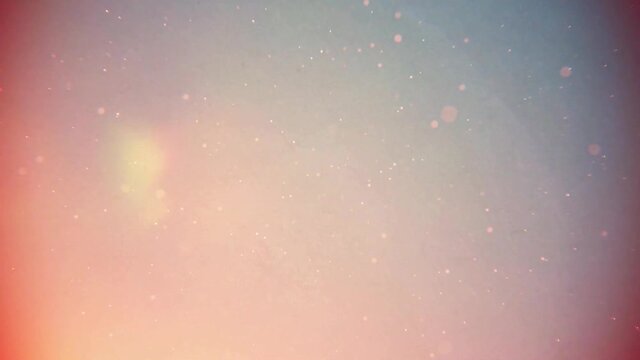 An abstract motion background with a camera light leak washed over a paper texture with flickering stars and a posterize time effect on the frame rate for a vintage film look with a soft pink tone.