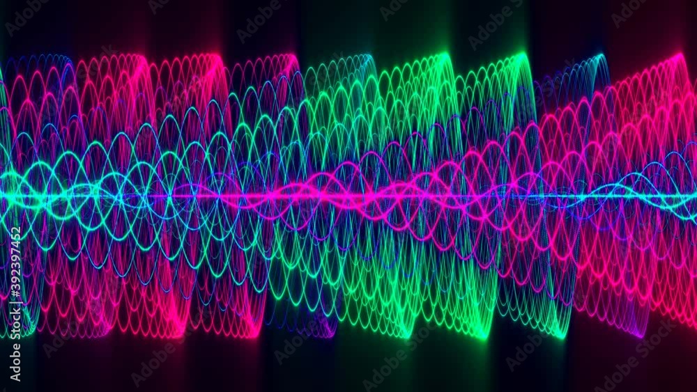 Poster Threaded Multiple Waves Weaved Lines of Light Expanding Frequencies