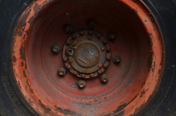 part of the old rusty dozer has been stalled for several years