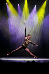 Aerialist perform live in the show.