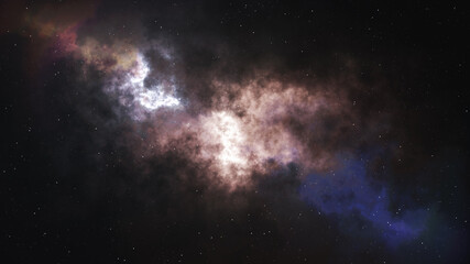 Naklejka na ściany i meble Beautiful abstract galaxy with glow. Generated stellar nebula