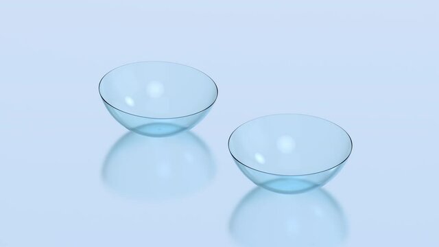 3d rendering contact lens on blue background 4k footage