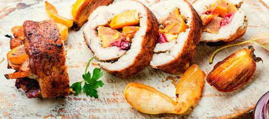 Baked meatloaf slices