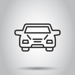 Car icon in flat style. Automobile vehicle vector illustration on white isolated background. Sedan business concept.