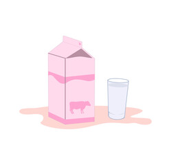 Vector box of milk and glasses