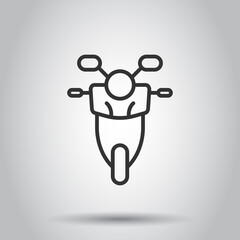 Motorbike icon in flat style. Scooter vector illustration on white isolated background. Moped vehicle business concept.
