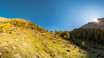The Carnic Alps in a colorful autumn day