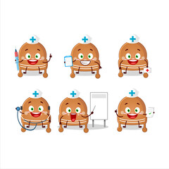 Doctor profession emoticon with christmas hat cookies cartoon character