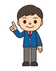 指差し 男子学生 ブレザー