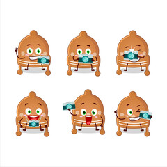 Photographer profession emoticon with christmas hat cookies cartoon character