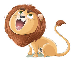 Funny lion roaring