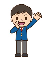 呼ぶ 男子学生 ブレザー