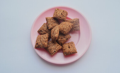 Chocolate corn pads. Breakfast is dry.