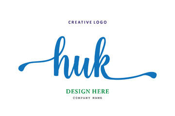 HUK lettering logo is simple, easy to understand and authoritative - obrazy, fototapety, plakaty
