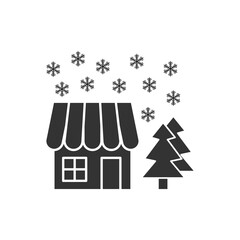 Fototapeta na wymiar Winter house icon isolated on white background. Wooden house symbol modern, simple, vector, icon for website design, mobile app, ui. Vector Illustration
