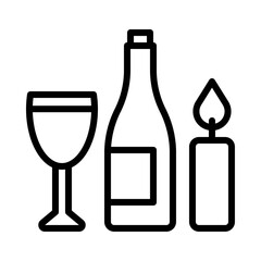 Wine and candle icon, Thanksgiving related vector